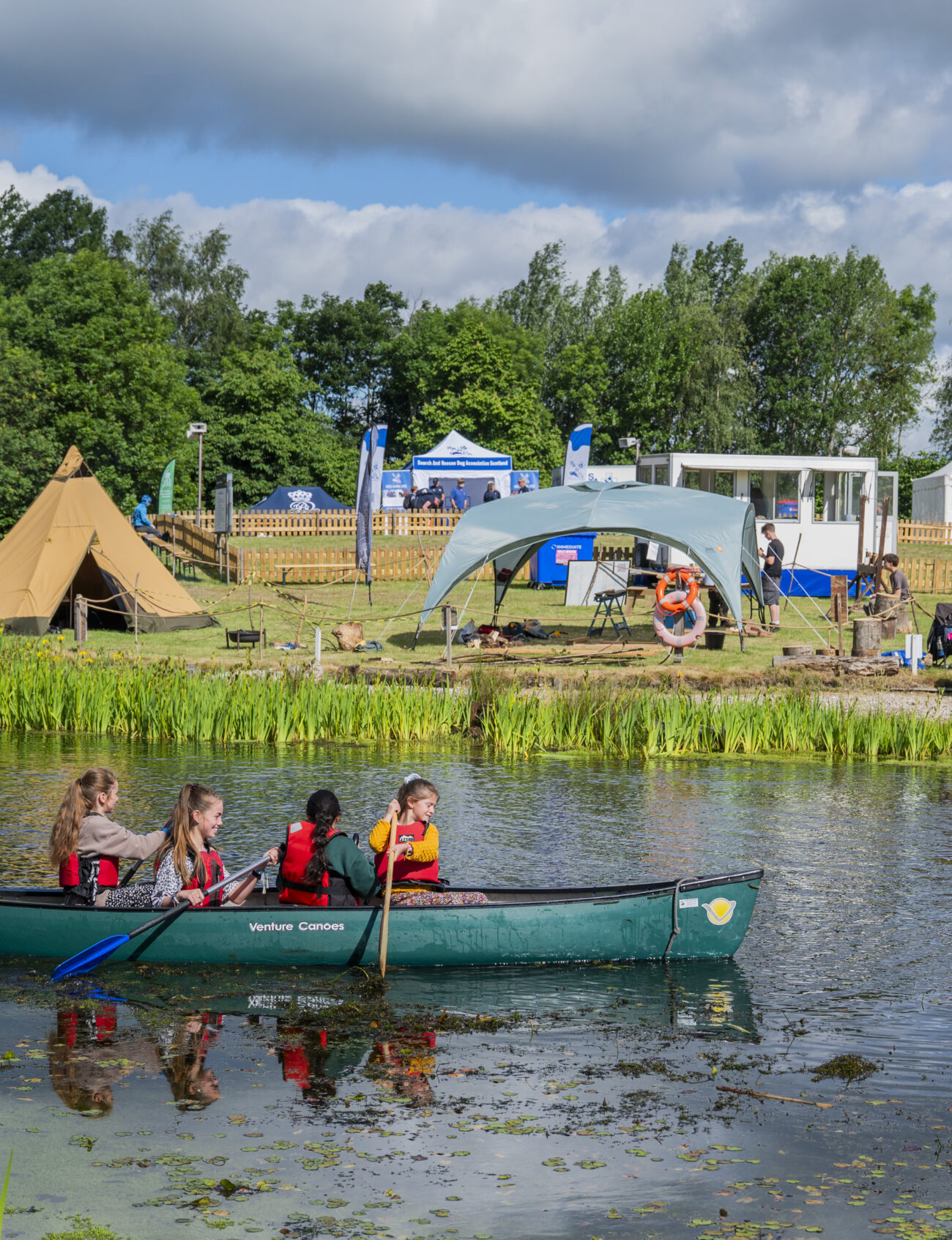 Canoeing on the water at the Royal Highland Show.