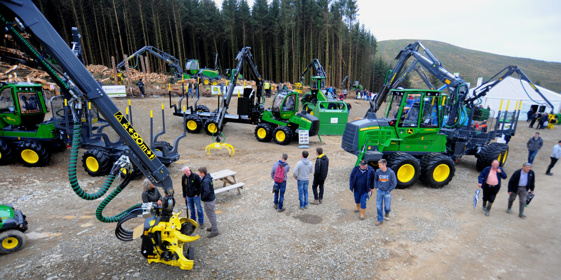 Forestry exhibitors and machinery at Forestry Expo.