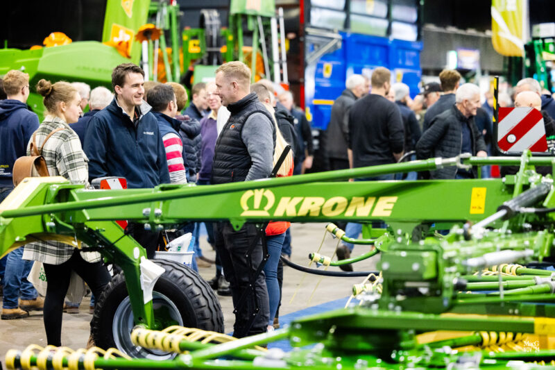 Visitors and agricultural machinery at AgriScot.